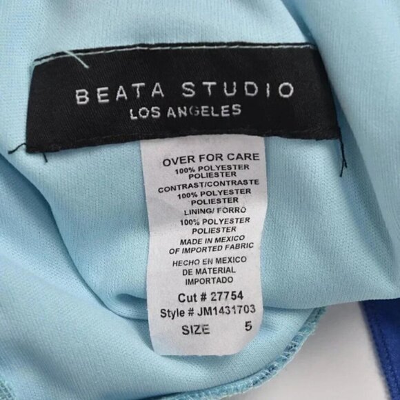 Beata Studio Dress Prom Grad Formal Blue Silver Size 5 - Picture 9 of 12